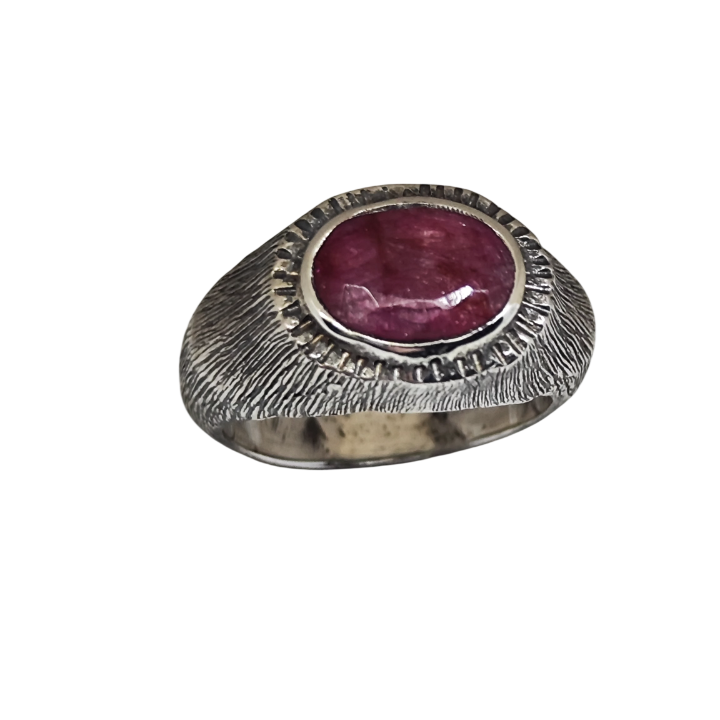 O16-A O16- Crimson Core Ring – Yakut Taşlı El İşçiliği Yüzük - Image 1