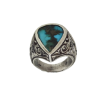 O40- The Brothers Jewellery "Miras Damla" - Tek Üretim El İşi Doğal Türkuaz Yüzük