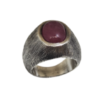 O8- Crimson Bear – Ruby Cabochon Signet Ring