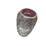 O8- Crimson Bear – Ruby Cabochon Signet Ring - Image 2